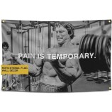 Gold Trident Pain is Temporary Motivational Gym Banner - Inspire Your Workout with this Banner - Perfect Fitness Wall Decor for Gym