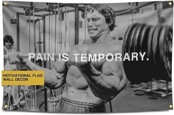 Gold Trident Pain is Temporary Motivational Gym Banner - Inspire Your Workout with this Banner - Perfect Fitness Wall Decor for Gym