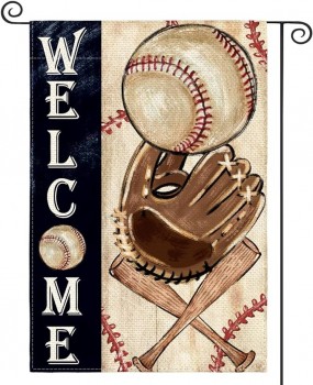 Benvenuto Baseball Garden Flag 12 x 18 pollici verticale a doppia faccia, Sport Bat Ball League Yard Outdoor Flag