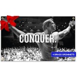 Conquer Flag for Arnold Schwarzenegger Gym Motivational Banner Flag 3x5 FT Fitness, Workout, and Exercise Inspiration, Indoor or Outdoor Wall