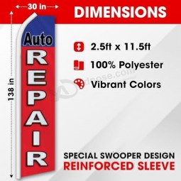 Oil Change Auto Repair Brake Services Swooper Flag Pack of 3 - Durable 11.5ft x 2.5ft Advertising Flagspole with Wind-Resistant