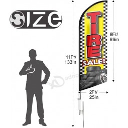 Reifen Werbung Swooper Flagge, Reifen Verkauf Feder Flaggenmast Kit mit Bodenpfahl 11ft, Werbung Swooper Business Zeichen Flaggenmast Kit