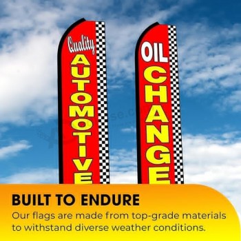 Automotive Service, Oil Change, Brake Service Sign King Sized Swooper Flags -3 Pack | 36W x 138L Advertising Sign | Weatherproof Polyester Flags