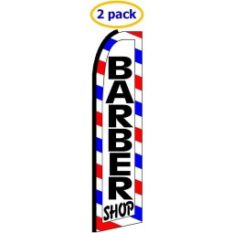 Barber Shop King Swooper Flag- Pack of 2 (Hardware Not Included) | 3 ft x 11.5 ft Barbershop Flags Advertising Marketing Sign