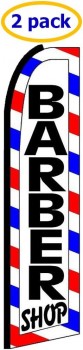 Barber Shop King Swooper Flagge - 2er-Pack (Hardware nicht im Lieferumfang enthalten) | 3 ft x 11,5 ft Barbershop Flaggen Werbung Marketing Schild
