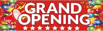 Tatuo Grand Opening Banner, 3 x 10 ft New Store Grand Opening Sign and Rope, Oxford Cloth Grand Opening Party Supplies