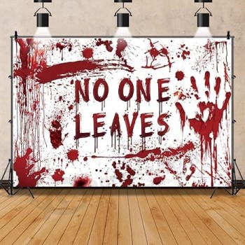 7x5ft halloween hintergrund Niemand verlässt Horror blutig handabdruck hintergrund gruselig halloween party dekoration banner heiligtümer eva garage hof mauer