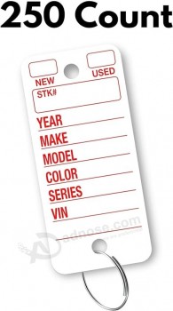 Poly Tag Key Tags with Ring ( White ) – 250 Key Tag Count. Includes 250 Rings and 2 Fine Point Pens. Car Key Tags Plastic