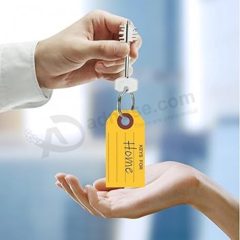 500 stuks sleutelhangers met ringen 1,38 x 2,76 inch sleutelhanger tags sleutellabels voor sleutelvak sleutelhanger kantoorwinkel autobenodigdheden (geel)