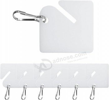 120 piezas de etiquetas de llaves Etiquetas de plástico ranuradas para colgar Etiquetas blancas de 1.5 pulgadas con mosquetones de metal para llaveros, cajas, casilleros, identific