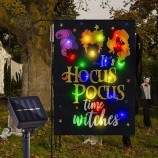 FLAGMESAG op zonne-energie verlichte Halloween tuinvlag Het is hocus pocus tijd heksen vlaggen voor tuin patio gazon buiten halloween decoraties tuin decor