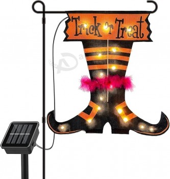 Halloween Trick Or Treat Graden Flag lights without flag pole, Double Sided Witch Feet Flag Banner 17.1*17.2Inch