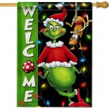 Benvenuto Natale Casa Bandiera Doppia Faccia, Natale Cane Luci Decorativo Giardino Cortile Esterno Grande Decorazione, Inverno Vacanza Agriturismo Tela