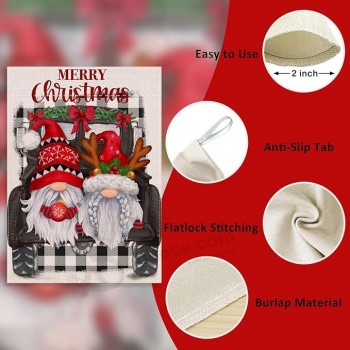 Casa Decorativa Buon Natale Babbo Natale Gnomo Casa Bandiera, Giardino Cortile Natale Camion Corna Bufalo Nero Plaid Controllo Decorazione Esterna
