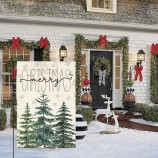 メリークリスマスガーデンフラッグ12x18インチのクリスマスツリーダブルサイドアウトサイド、冬のお祝いのホリデーヤード屋外装飾フラグ