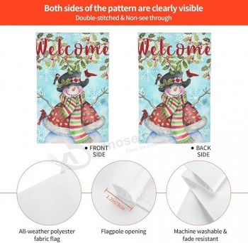 Elightvap Buon Natale Giardino Bandiera Doppio Lato Benvenuto Pupazzo di Neve Modello Bandiera per Esterno Interno Decorazione Verticale 12x18 Pollici