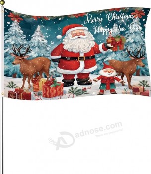 Large Christmas Flag, 3x5ft Merry Christmas Flag Banner Double-Sided Happy New Year Flag Polyester Garden Flags for Outdoor Yard Winter
