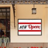 Ahora Abrir Banner De Letrero, Negocio Abrir Bandera Ahora Abierto Cartel de Vinilo Banner con Cuerda para Negocio Anuncio Letrero de Tienda, 16 x 39 Pulgadas