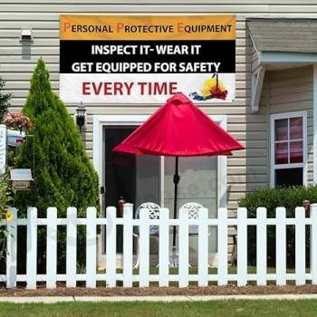 Vinyl Banner Multiple Sizes Personal Protective Equipment Safety Industrial & Craft Outdoor Weatherproof Industrial Yard Signs Black