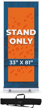 Heavy Duty Premium Retractable Banner Stand with Widened Base and Adjustable Sizing by DreamController I Silver Aluminum Roll Up Stand