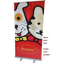 Silberner einziehbarer Bannerständer für Messeausstellungen, Grafik ist nicht im Lieferumfang enthalten, muss angepasst werden 16811