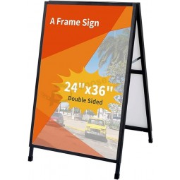 24 x 36 Inch A Frame Sign Double-Sided Folding Sandwich Board Heavy Duty Slide-in Sidewalk Signboard for Outdoor Street Advertising Poster