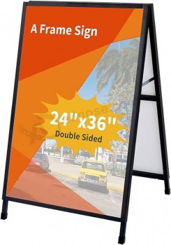 24 x 36 Inch A Frame Sign Double-Sided Folding Sandwich Board Heavy Duty Slide-in Sidewalk Signboard for Outdoor Street Advertising Poster