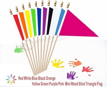 20er Pack Rot Weiß Blau Schwarz Orange Gelb Grün Lila Rosa Mini Wimpel Holz Stab Flagge Set, 5x8 Zoll einfarbig Blank Hand