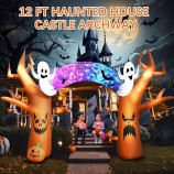 Halloween Inflatables Outdoor Yard Decorations, Spooky Light-Up Blow Ups Inflatable Halloween Outside Decor, Ghost, Pumpkin, Witch