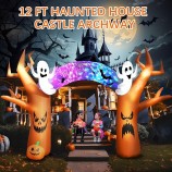 Halloween springkussens Outdoor Yard Decoraties, Spooky Light-Up Blow Ups Opblaasbare Halloween Buiten Decor, Geest, Pompoen, Heks