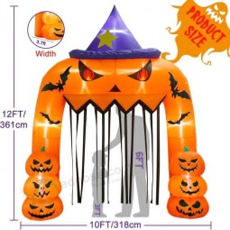 Aerwo 12ft hoch Halloween aufblasbare Torbogen riesiger Halloween-Bogen, Kürbis Halloween aufblasen mit eingebauten LED-Lichtern für Halloween im Freien