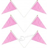 Paquete de 25 banderines rosas banderines pequeños mini banderines de mano de color sólido DIY Graffiti Flags en palos, fiesta, eventos, celebración, escuela