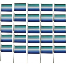 MLM bastone Bandiera, Poliestere LGBTQ 14 * 21cm MLM Vincian Pride mini mano Bandiera Banner con palo (25pcs)