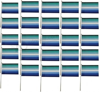 MLM stick Flag, Polyester LGBTQ 14 * 21cm MLM Vincian Pride mini hand Flag Banner with pole (25pcs)