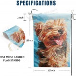 Happy Yorkie Garden Flag Custom - Собака Всепогодный флаг Маленький щенок Открытый Сезонные Флаги 12 x 18 Двусторонний Флаг До