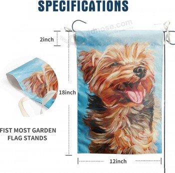 Happy Yorkie Garden Flag Custom - Собака Всепогодный флаг Маленький щенок Открытый Сезонные Флаги 12 x 18 Двусторонний Флаг До