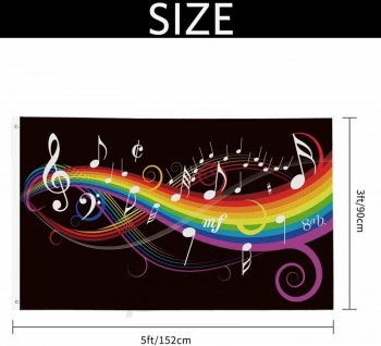 Muziekvlag 3X5 Ft Outdoor Rainbow Muziek Muzieknoot Melodie Premium Sterkste Langstdurende Vlag Levendige Kleur Met Messing Doorvoertules