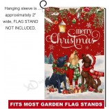 Bandera de jardín de perros de Navidad 12x18 vertical de doble cara vacaciones de invierno decoraciones exteriores Bandera de patio de arpillera