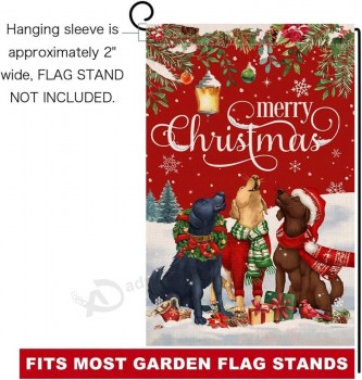 Weihnachten Hunde Garten Flagge 12x18 vertikal doppelseitig Winter Urlaub Außendekorationen Sackleinen Hof Flagge