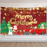 Techops Merry Christmas Banner, Red Green Banner Christmas Large Santa Claus Christmas Garland Merry Christmas Background Banner