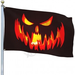 Bandera de Halloween 3x5 al aire libre doble cara aterradoras Banderas de calabaza de otoño de Halloween para el exterior Bandera de decoración de la fiesta de Acción de Gracias de