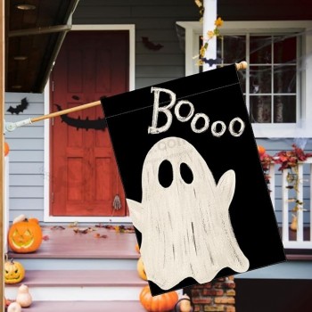 Bandiera della casa fantasma di Halloween 28x40 pollici doppia faccia all'esterno, Boo Black Yard Bandiera decorativa all'aperto