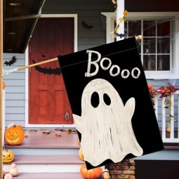 Halloween Geist Haus Flagge 28x40 Zoll doppelseitig außen, Boo schwarzer Hof im Freien dekorative Flagge