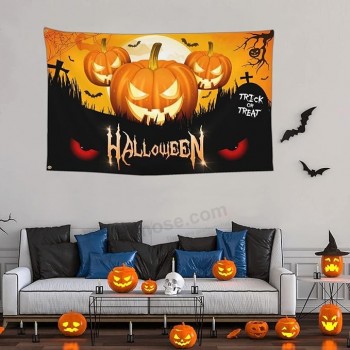 ハロウィーンの旗3x5屋外両面怖いハロウィーン秋のカボチャの旗の外側のハロウィーン感謝祭パーティーの装飾バナー
