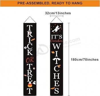 Halloween Decoraties, Trick or Treat & Het is oktober Heksen Veranda Banners voor Halloween Hangende Decoraties Binnen Buiten