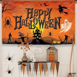 オレンジハッピーハロウィーンバナー - XtraLarge 72x44インチ |ハロウィーンパーティーの装飾のためのカボチャハッピーハロウィーンの背景