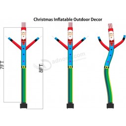 7フィートインフレータブルエアウェーブチューブダンサー、ブロワーセット付き、クリスマスデコレーション用のサンタクロースを膨らませます(青