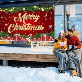 大きなメリークリスマスバナー72x44インチのクリスマス背景クリスマスパーティーの装飾、家族の集まり、写真撮影、休日の装飾