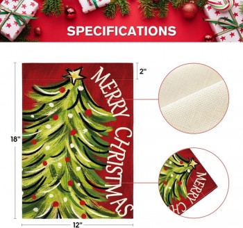 Joyeux Noël jardin drapeau 12x18 pouces double face, arbre de Noël hiver vacances cour drapeau décoratif extérieur