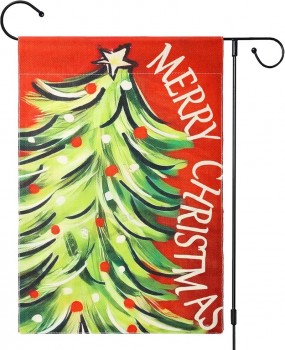 Bandiera del giardino di Natale, bandiera di Natale 12x18 pollici Buon Natale tela da giardino Bandiera albero di Natale Doppia faccia giardino Bandiera Cortile di Natale